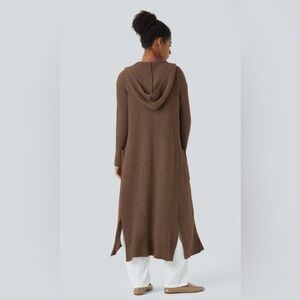 Hooded Long Sleeve Pocket Longline Casual
Cardigan